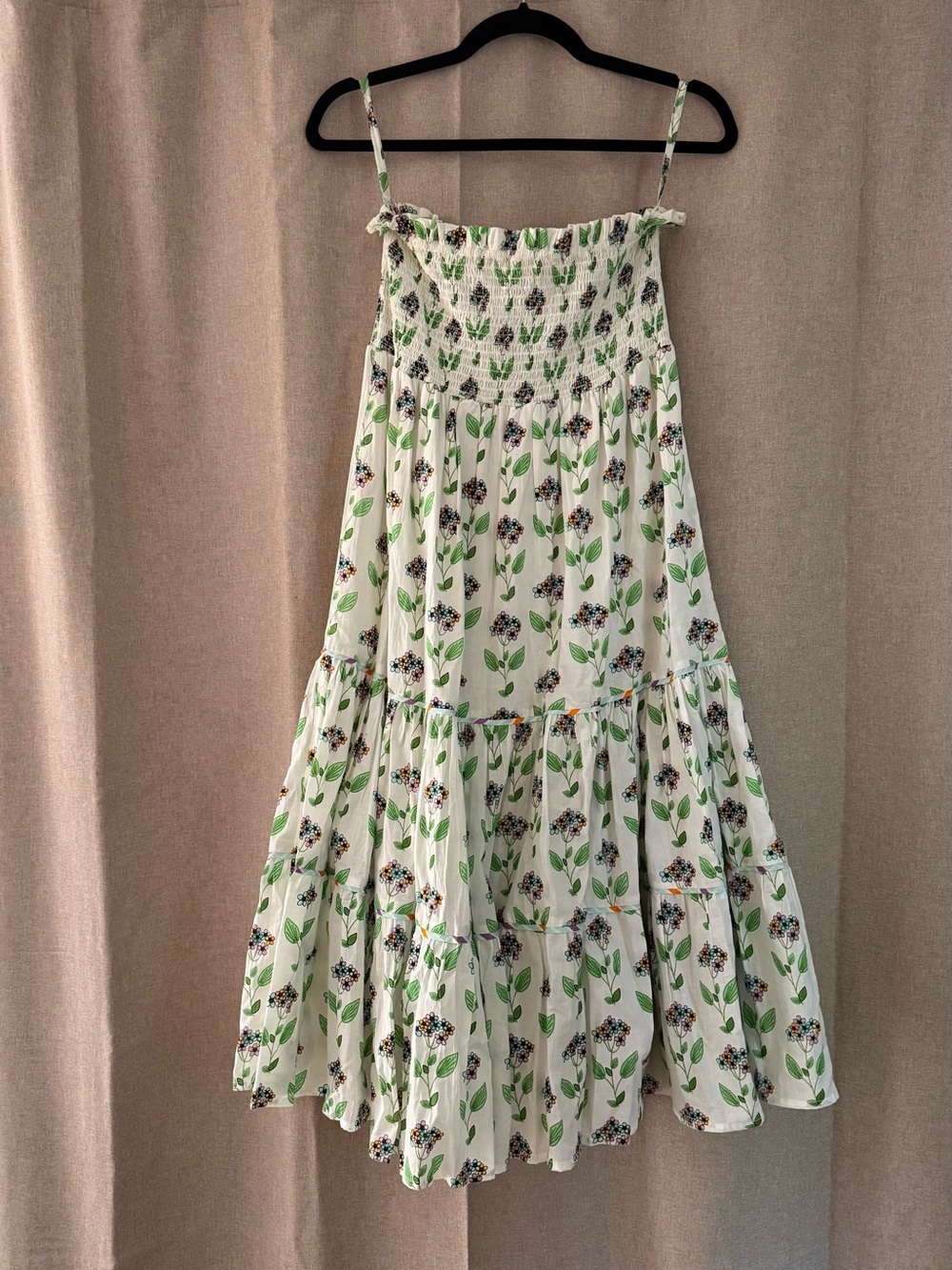Strapless White Floral Tiered Maxi Dress